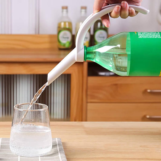 Ergonomic Plastic Bottle Handle Adapter With Built-In Pouring Spout.