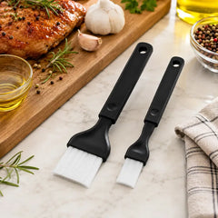 Black plastic handle pastry and oil baking brushes set of two.