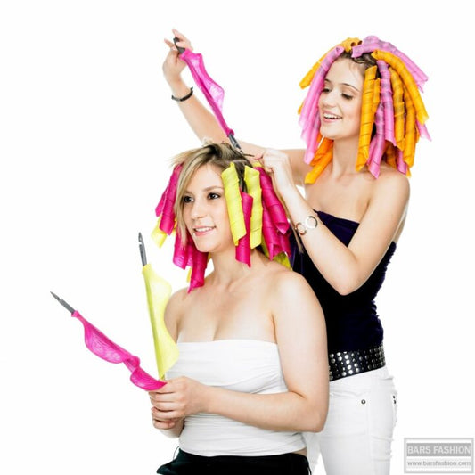 Magic Hair Curlers Water Wave Magic Hairstyle Formers Leverage Rollers Spiral Hairdressing Tool with 2 Styling Hooks Random Color