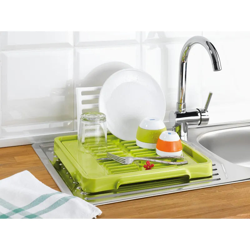 Green Plastic Kitchen Countertop Dish Drying Mat Drainer Tray