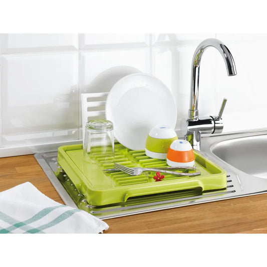 Green Plastic Kitchen Countertop Dish Drying Mat Drainer Tray