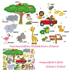 Jungle Safari Animal Wall Stickers for Kids’ Rooms – Removable Nursery Decals