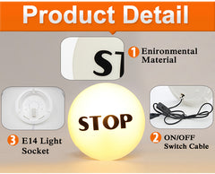 LED Stop Sign Wall Light with Travel Themed Sticker Unique Home Décor.