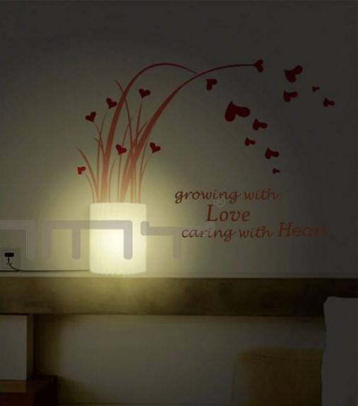 Romantic LED Wall Lamp with Heart Wall Sticker Cozy & Elegant Night Light.