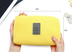 Yellow Waterproof Travel Organizer Pouch Bag For Electronics And Accessories