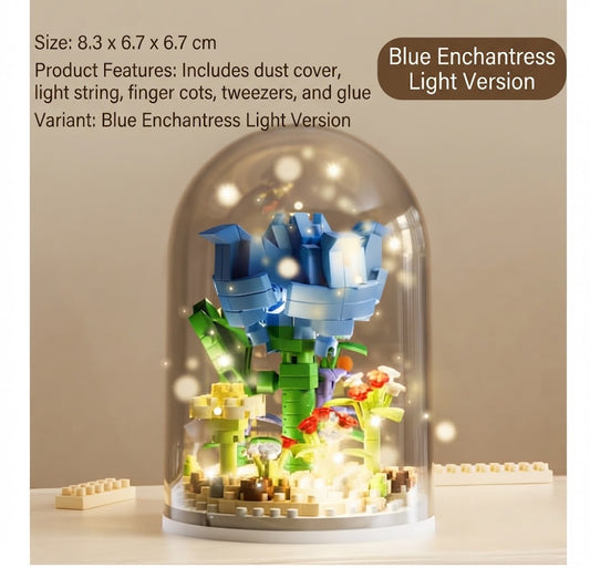 Botanical Flower Building Block Lamp with LED Night Light Dome