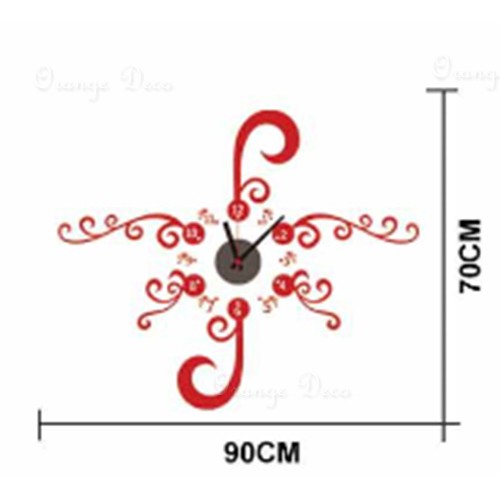 Red Branches Clock Modern Design Graceful Wall Clock For Home.
