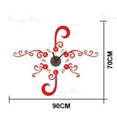 Red Branches Clock Modern Design Graceful Wall Clock For Home.