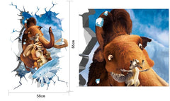 Ice Age 3D Broken Wall Sticker Manny and Scrat Decal