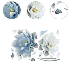 Blue White 3D Floral Wall Sticker Decal Elegant Home Decoration