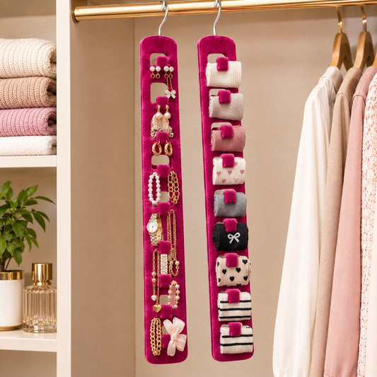 Pack of 2 Multi-Hole Closet Organizer Hanger For Belts Scarves And Bags