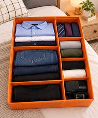 Foldable Fabric Closet Organizer Box With Multi-Grid Storage Compartments