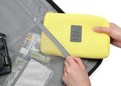 Yellow Waterproof Travel Organizer Pouch Bag For Electronics And Accessories