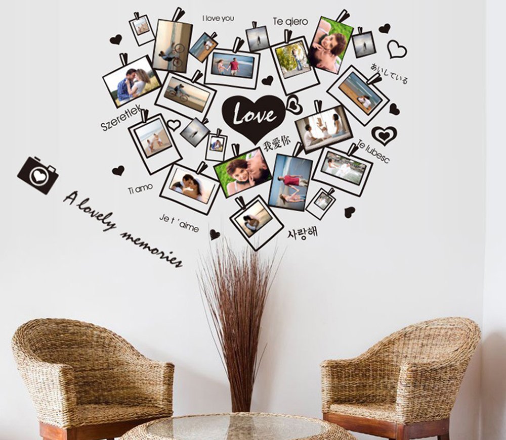 Heart-Shaped Photo Frames and Memories Wall Decal