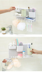 Wall-Mounted Multipurpose Storage Rack Organizer with Shelves and Hooks