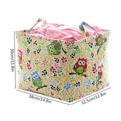 Cute Owl Print Foldable Fabric Storage Basket for Laundry Organizer