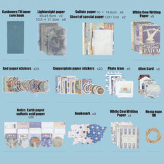 Vintage Blue Aesthetic Scrapbook Kit And Stationery Gift Box