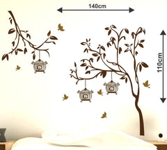 Elegant Tree Branch Bird Cage Wall Sticker for Stylish Home Decor