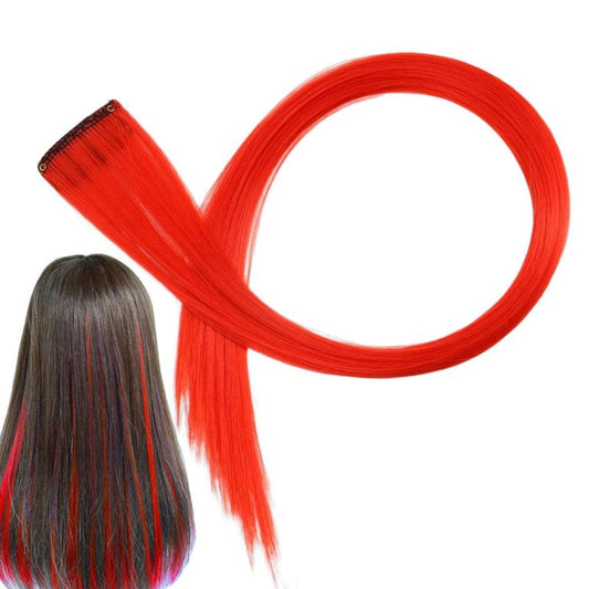 8Pcs Straight Hair Extensions Clip in 22 Inch Rainbow Multi-Color Clip in Synthetic Long Hairpiece Party Highlights Colorful Clip in Hair Extensions for Women