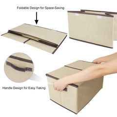 Foldable Fabric Storage Box With Lid And Front Opening Window