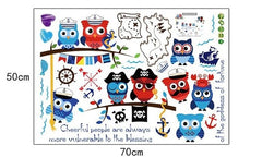 Cute Owl Nautical Pirate Theme Kids Wall Sticker Decal