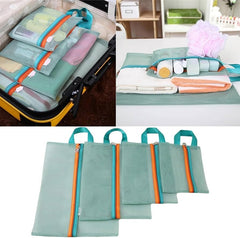Multi-Size Mesh Travel Pouch Set With Handle Zipper Bags