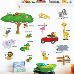 Jungle Safari Animal Wall Stickers for Kids’ Rooms – Removable Nursery Decals