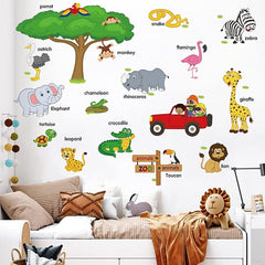 Jungle Safari Animal Wall Stickers for Kids’ Rooms – Removable Nursery Decals