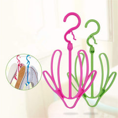 Pink Plastic Double Hook Shoe Drying Rack and Storage Hanger
