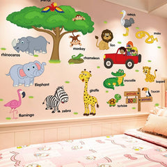 Jungle Safari Animal Wall Stickers for Kids’ Rooms – Removable Nursery Decals