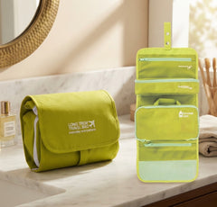 Green Foldable Travel Bag Hanging Toiletry Organizer Storage Pouch