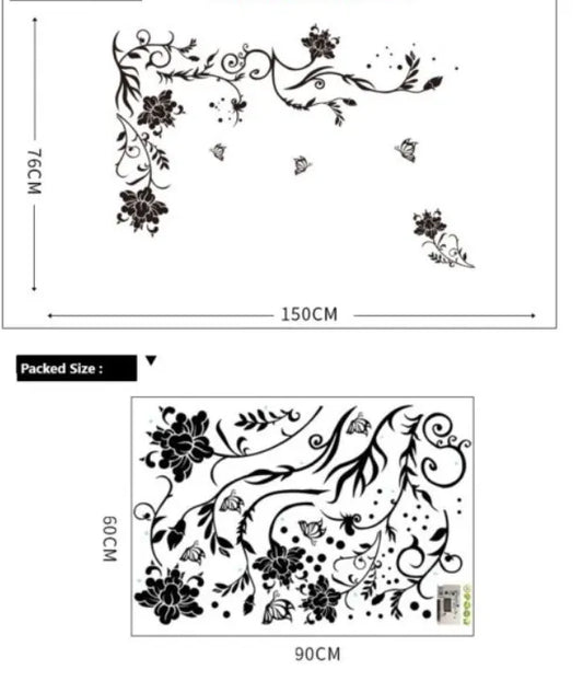 Flowery Branch Wallpaper Creative PVC Wall Sticker For Home Decoration House Wall Decor for Bedroom, Living Room, Drawing Room.