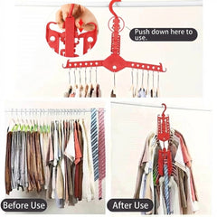 Foldable 9-Hole Space Saving Magic Clothes Hanger for Wardrobe Organization