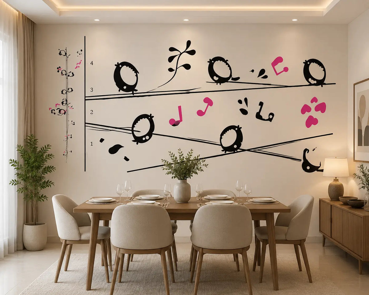 Cute Birds on Branches Vinyl Removable Wall Sticker Decal Art