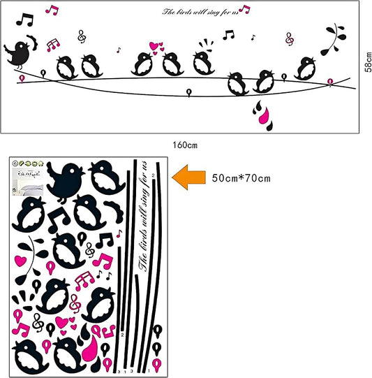 Cute Birds on Branches Vinyl Removable Wall Sticker Decal Art