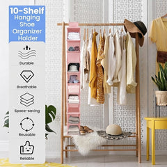 Ten Shelf Hanging Shoe and Accessory Organizer