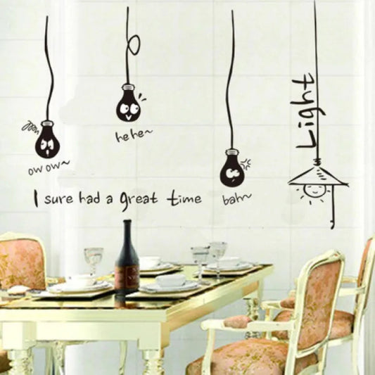 Funny cartoon light bulbs quotes wall sticker removable vinyl art