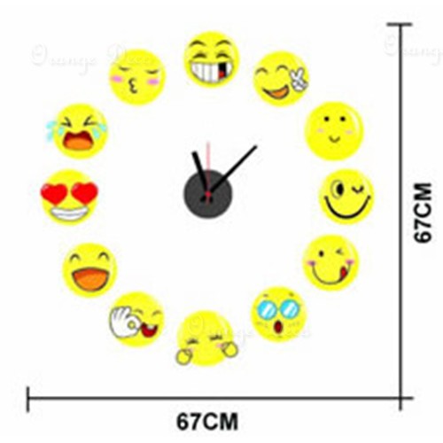Emoji Wall Clock New Design Cute Clock Wall Sticker For Home.