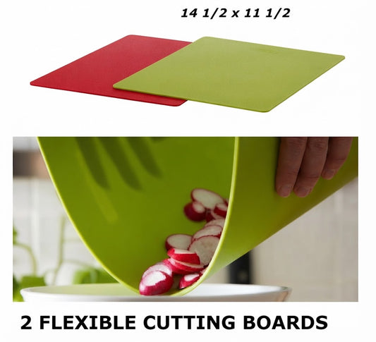 Flexible Plastic Cutting Boards 2 Set For Kitchen Food Preparation