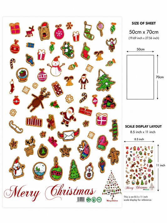 Festive Christmas Tree Santa Snowman Vinyl Wall Sticker Decal