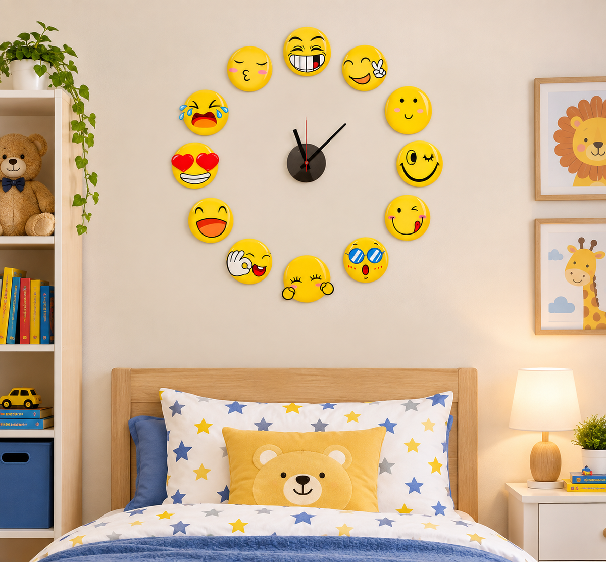 Emoji Wall Clock New Design Cute Clock Wall Sticker For Home.