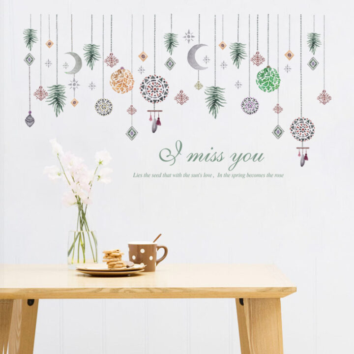 Wall Decor Hanging Green Leaves Tradational Fashionable Creative PVC Wallpaper Sticker For Living Room, Kitchen, Drawing Room … Etc
