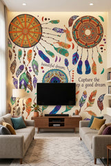 Boho Dreamcatcher Feather Wall Decal Sticker Living Room Home Decor