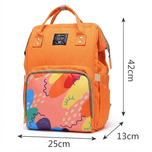 Orange Stylish Waterproof Casual Backpack with Colorful Front Pocket Design