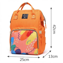 Orange Stylish Waterproof Casual Backpack with Colorful Front Pocket Design
