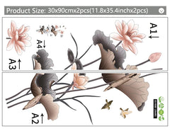 Pink Lotus Flower Wall Sticker Elegant Self-Adhesive Floral Art for Bedroom & Hallway.