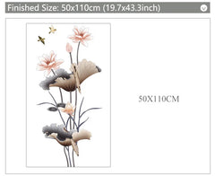 Pink Lotus Flower Wall Sticker Elegant Self-Adhesive Floral Art for Bedroom & Hallway.
