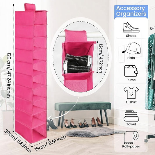 Ten Shelf Hanging Shoe and Accessory Organizer