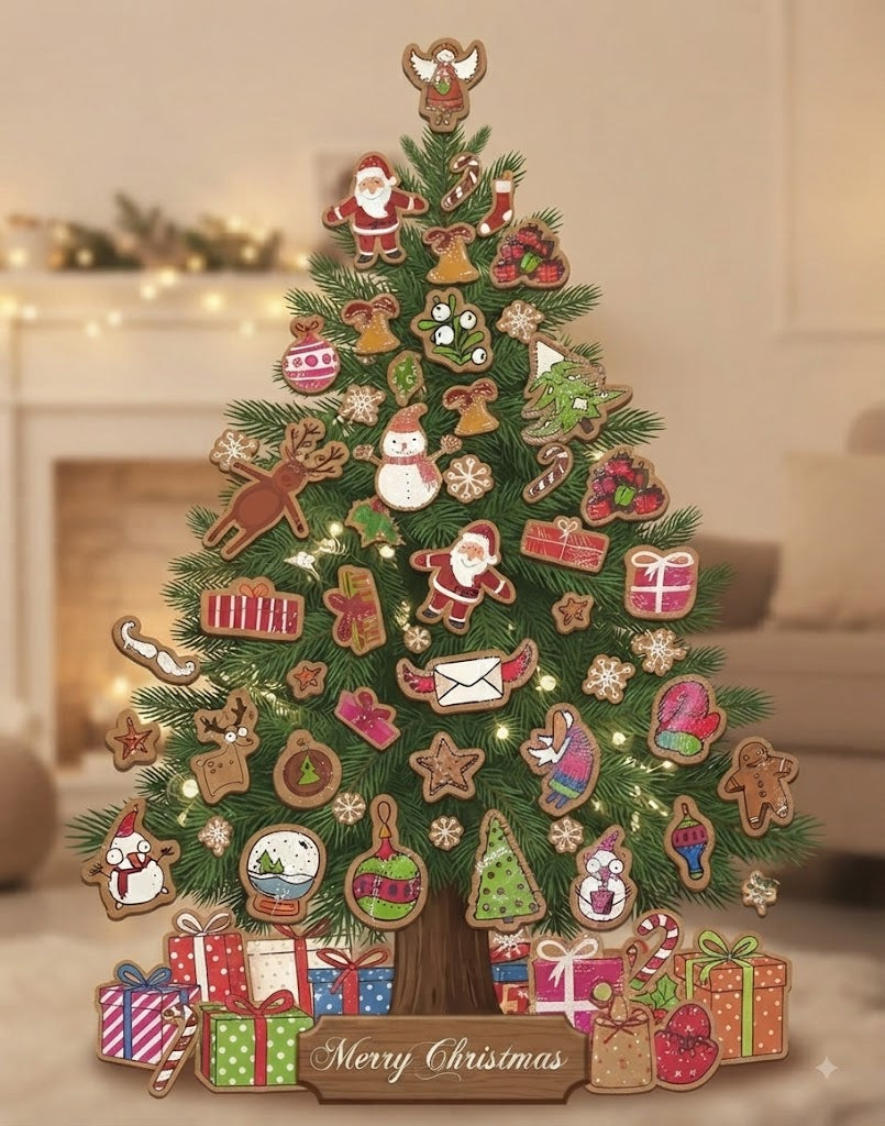 Festive Christmas Tree Santa Snowman Vinyl Wall Sticker Decal