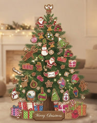 Festive Christmas Tree Santa Snowman Vinyl Wall Sticker Decal